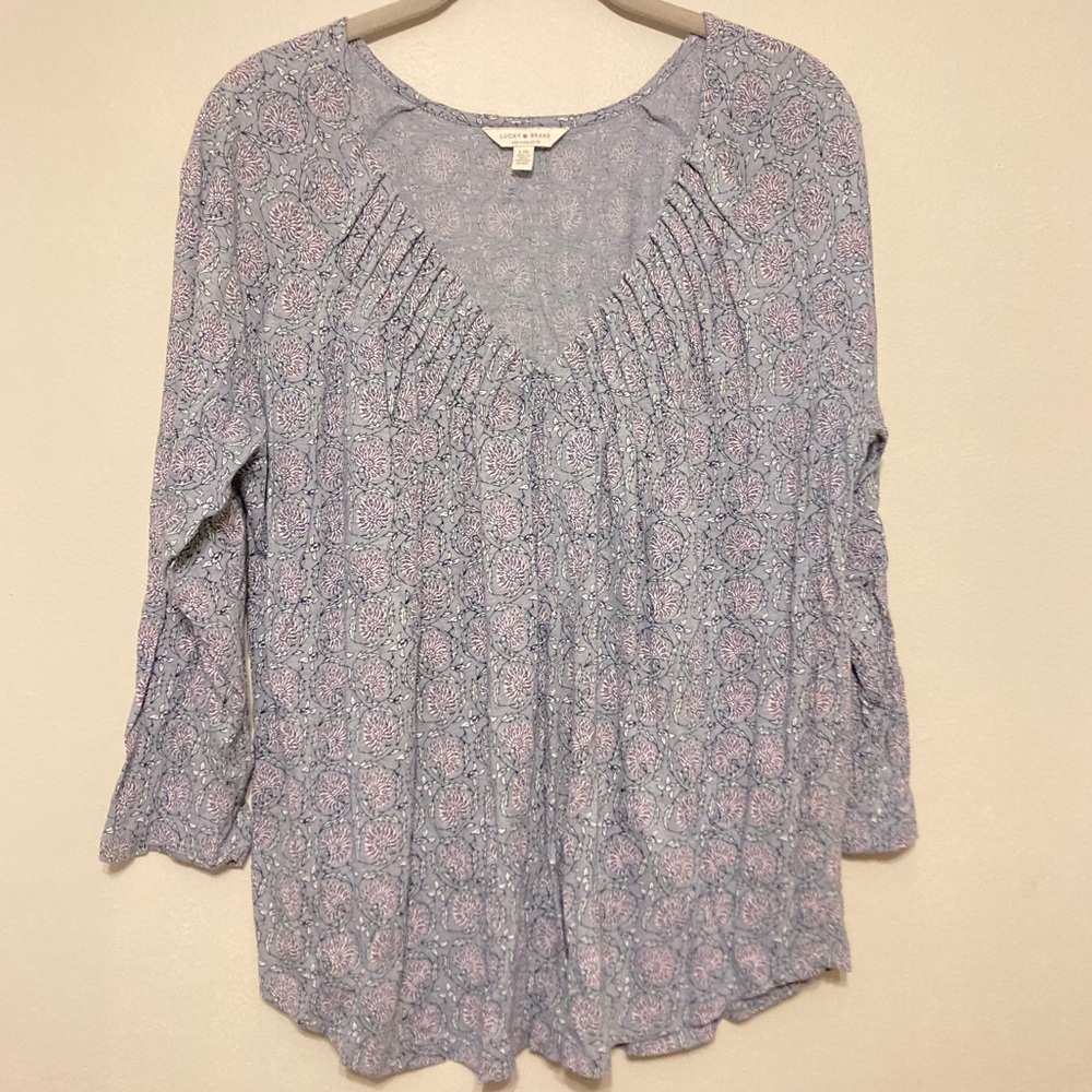 Lucky Brand Floral Gray Top